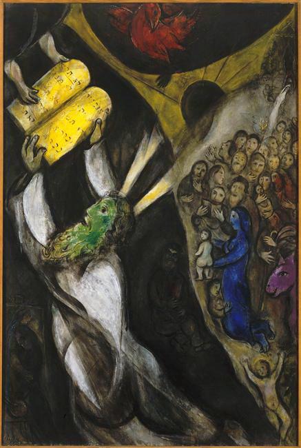 Moses empfängt die Gesetzestafeln 2 Zeitgenosse Marc Chagall Ölgemälde